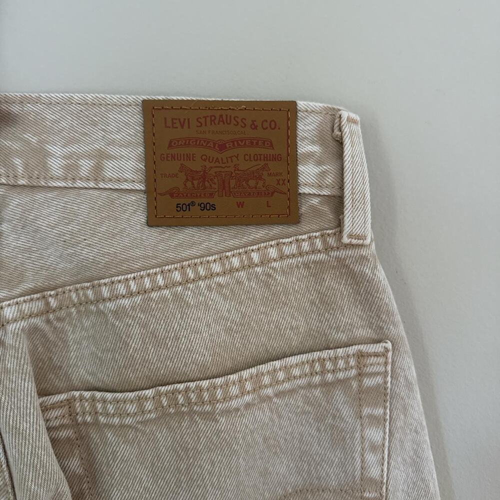 levis 501 90s premium beige acid wash straight leg jeans - Picture 7 of 7